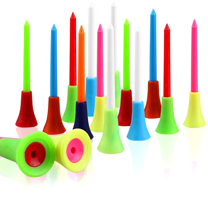 100Pcs Golf Tees Mix Colors 83Mm Plastic Durable Rubber Cushion Top Golf Ball Holder Golf Accessories