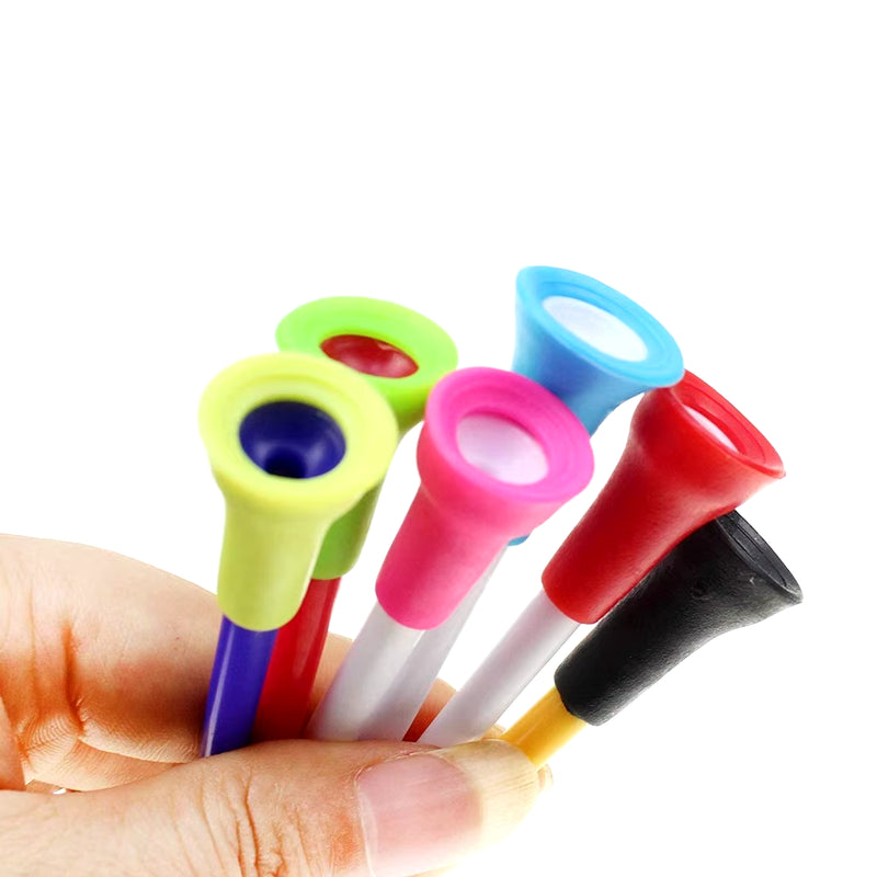 100Pcs Golf Tees Mix Colors 83Mm Plastic Durable Rubber Cushion Top Golf Ball Holder Golf Accessories