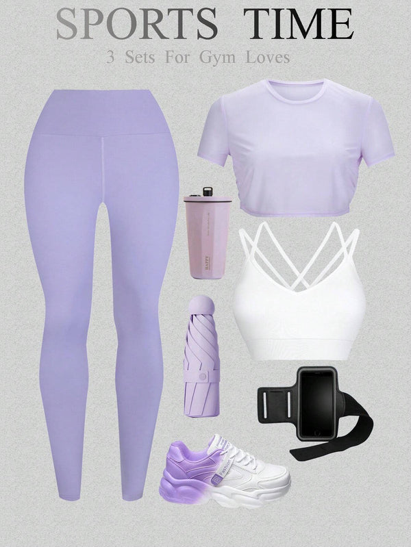 Yoga Trendy Casual Yoga Sports 3Pcs Outfit,Women Tennis Outfit