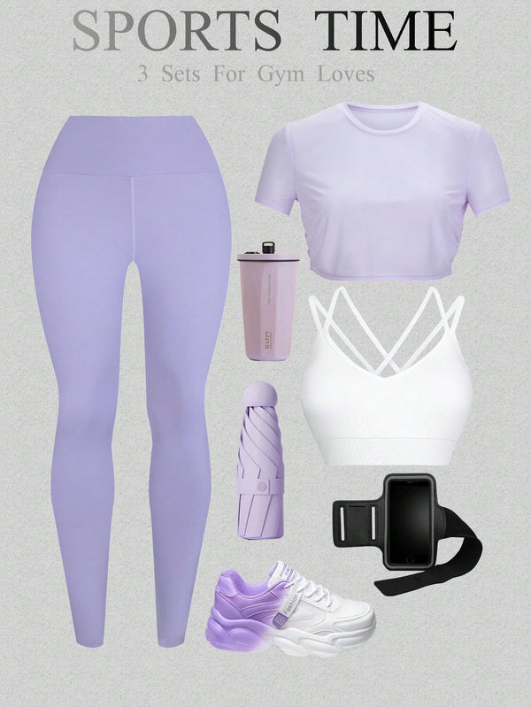 Yoga Trendy Casual Yoga Sports 3Pcs Outfit,Women Tennis Outfit