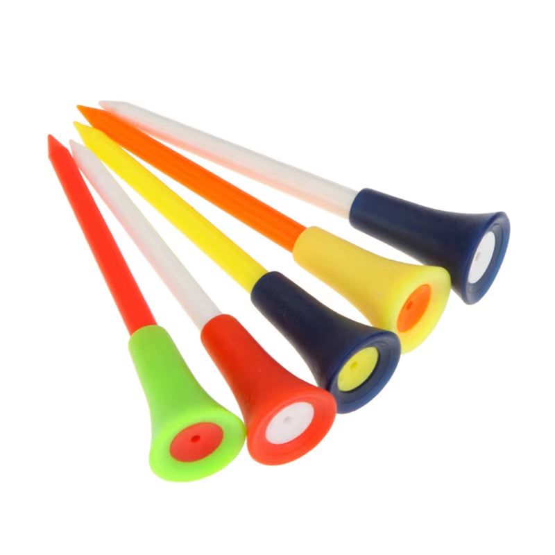 100Pcs Golf Tees Mix Colors 83Mm Plastic Durable Rubber Cushion Top Golf Ball Holder Golf Accessories